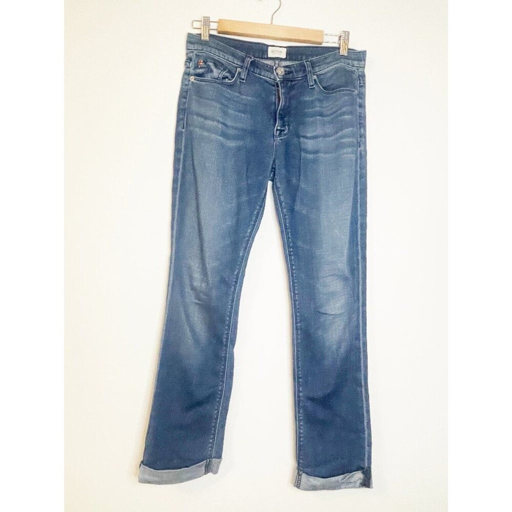 Hudson Tilda Midrise Cuff Straight Jeans Size 27 Medium Wash Stretch Denim USA